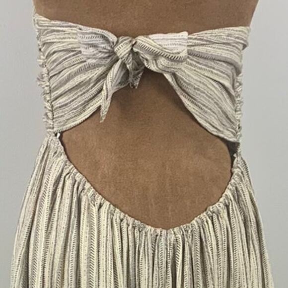 Promes Beige and Brown Strapless with Halter Back Maxi Dress Size Medium - Picture 6 of 11